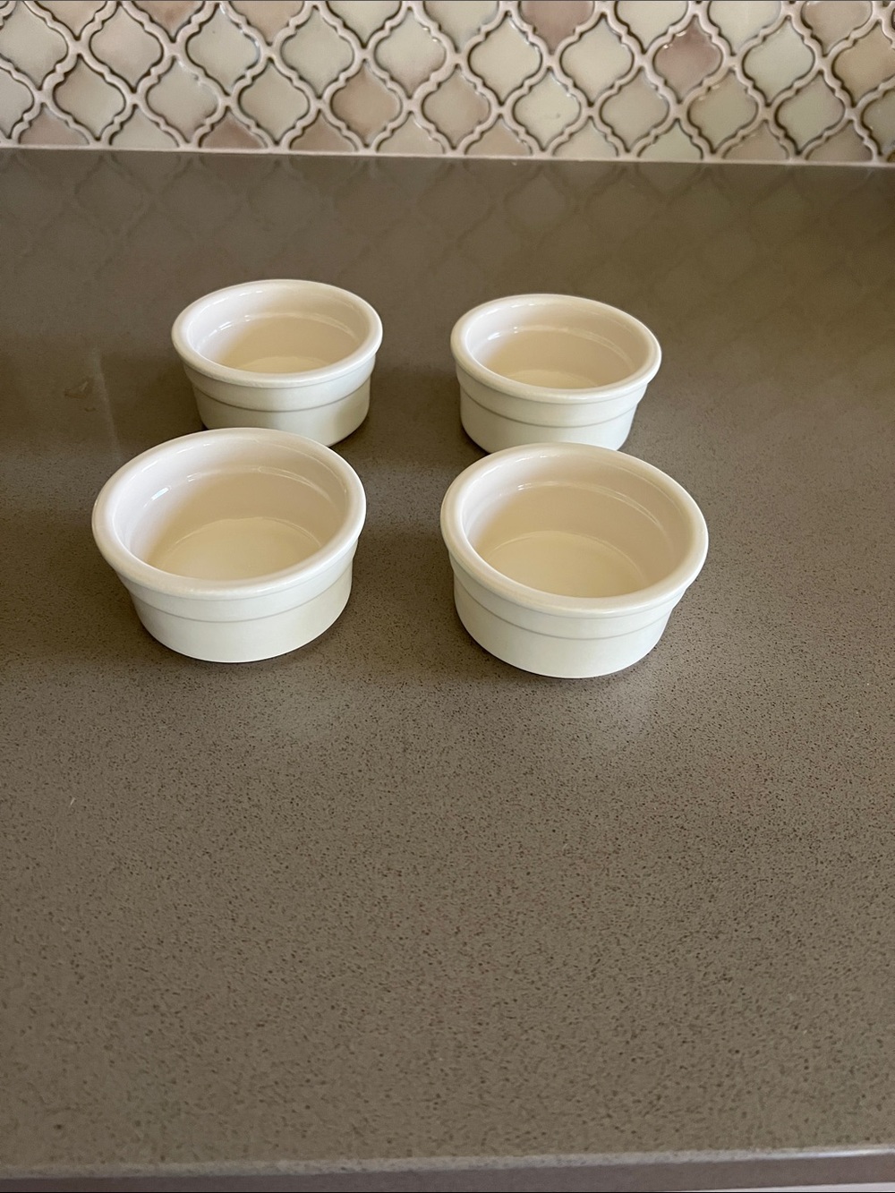 Set of 4 Cermer Cream Ceramic Ramekins